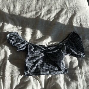 Blue checkered blouse